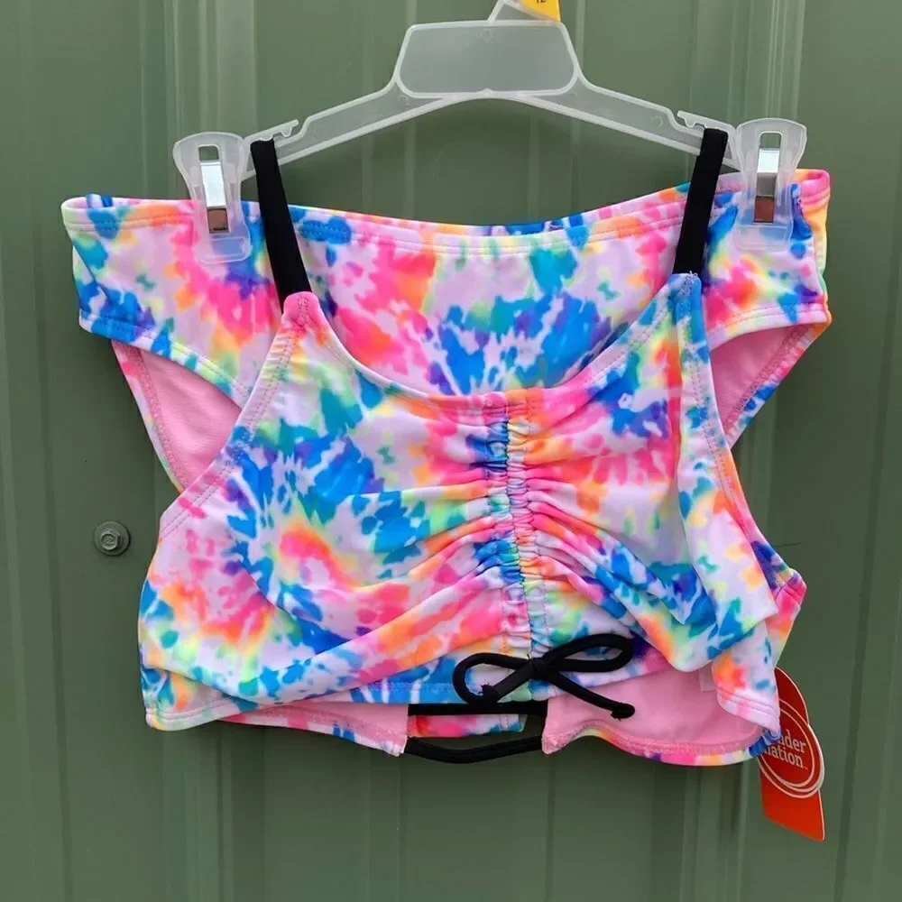 Girls Tie Dye Printed & Unicorn Bikini Swimsuit Bathing Suit 2-Pack Size L 10/12